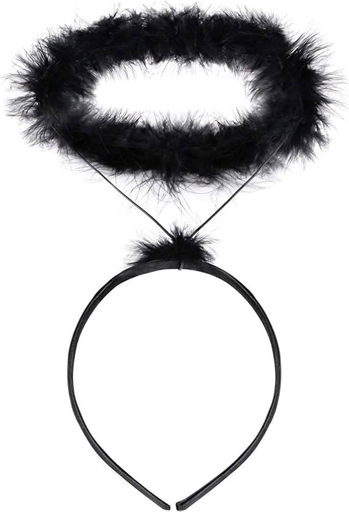 Funcredible Black Angel Halo Headband - Extra Feather Dark Angel Halo Headbands - Halloween Angel... | Amazon (US)
