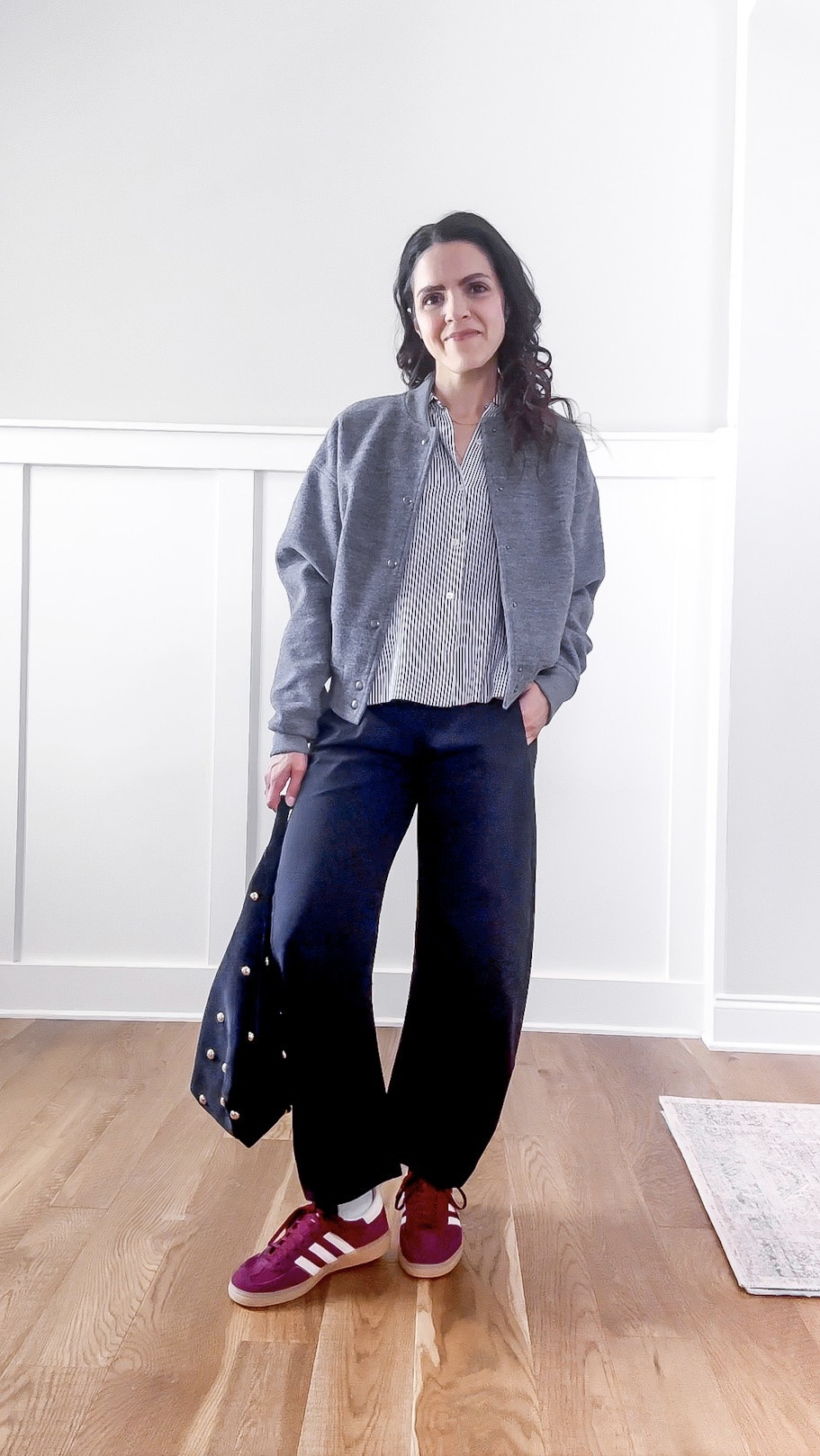 Daily look 5.14 // bomber jacket: @Madewell, XS | striped silk shirt: Everlane, XS | barrel pant: @Ruti, 4 run large | sneakers: @adidas, tts

#LTKootd #LTKgrwm