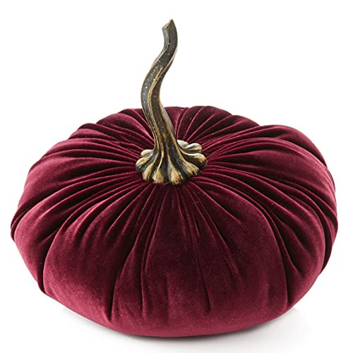 9 Inch Extra Large Velvet Pumpkin, Handmade Fall Home Decor, Fall Wedding Centerpiece, Rustic Hal... | Amazon (US)