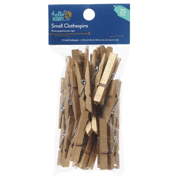 Hello Hobby Medium Gold Wood Clothes Pins, 25 Count - Walmart.com | Walmart (US)