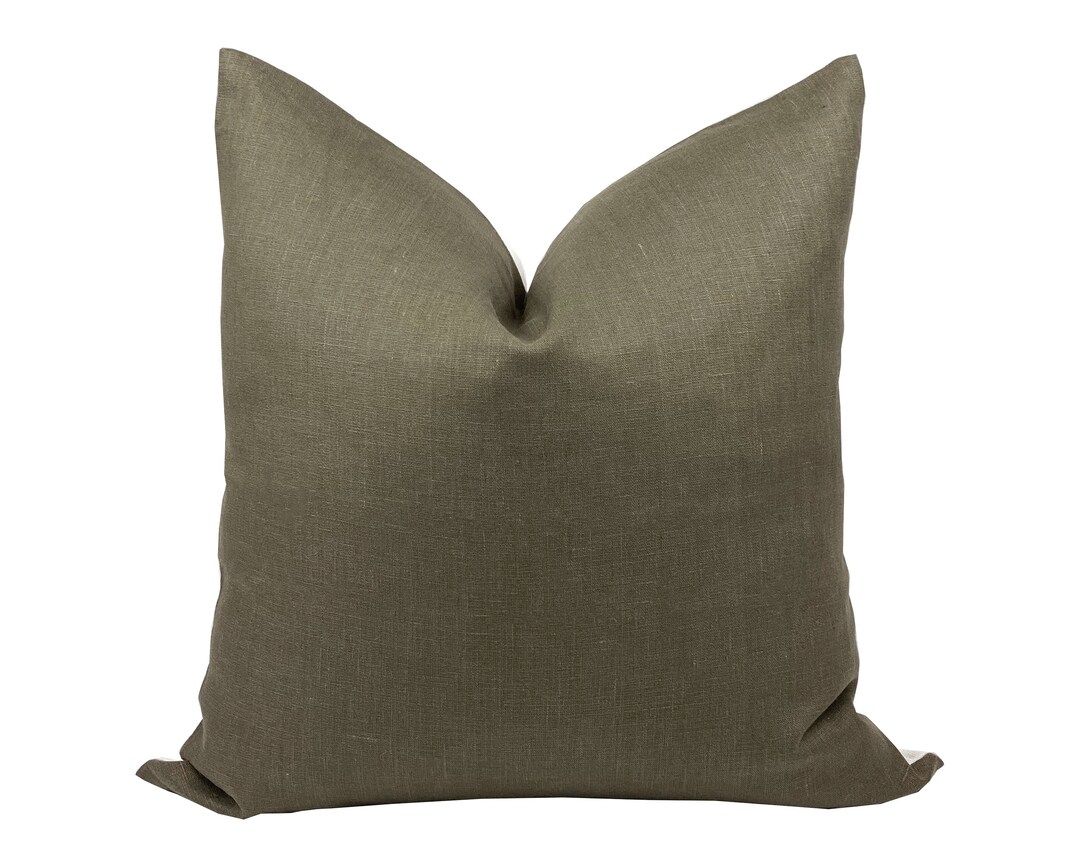 VERDE  Designer Olive Linen Pillow Cover Dark Green Pillow - Etsy Canada | Etsy (CAD)