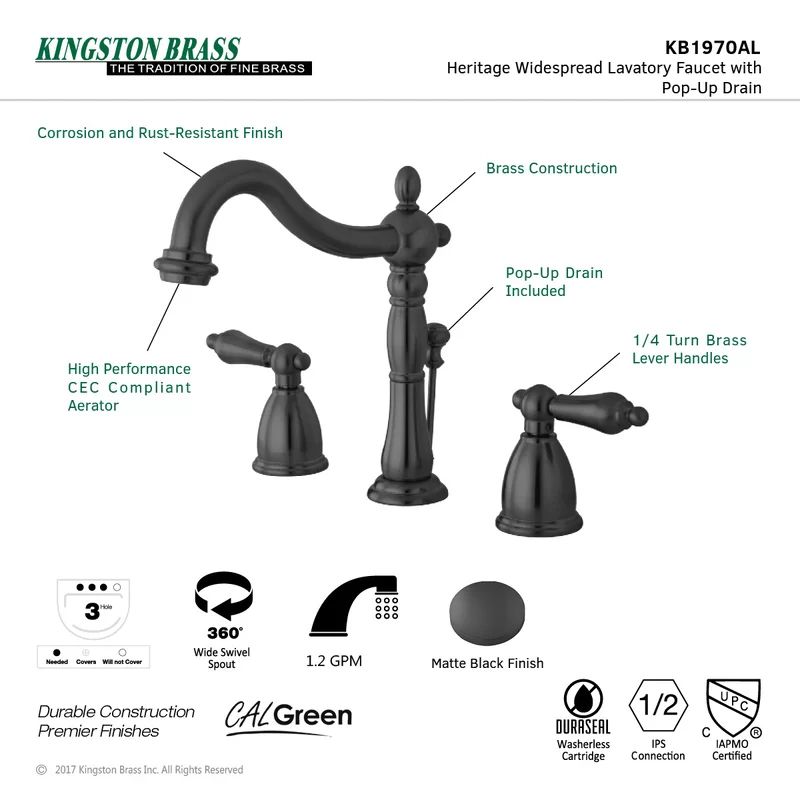 Heritage Widespread Bathroom Faucet with Drain Assembly | Wayfair Professional