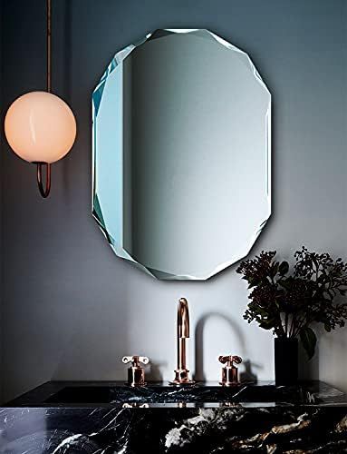 Frameless Bathroom Mirror for Wall - 20” X 28” Diamond Edge Frameless Mirror for Bathroom Rectangle | Amazon (US)