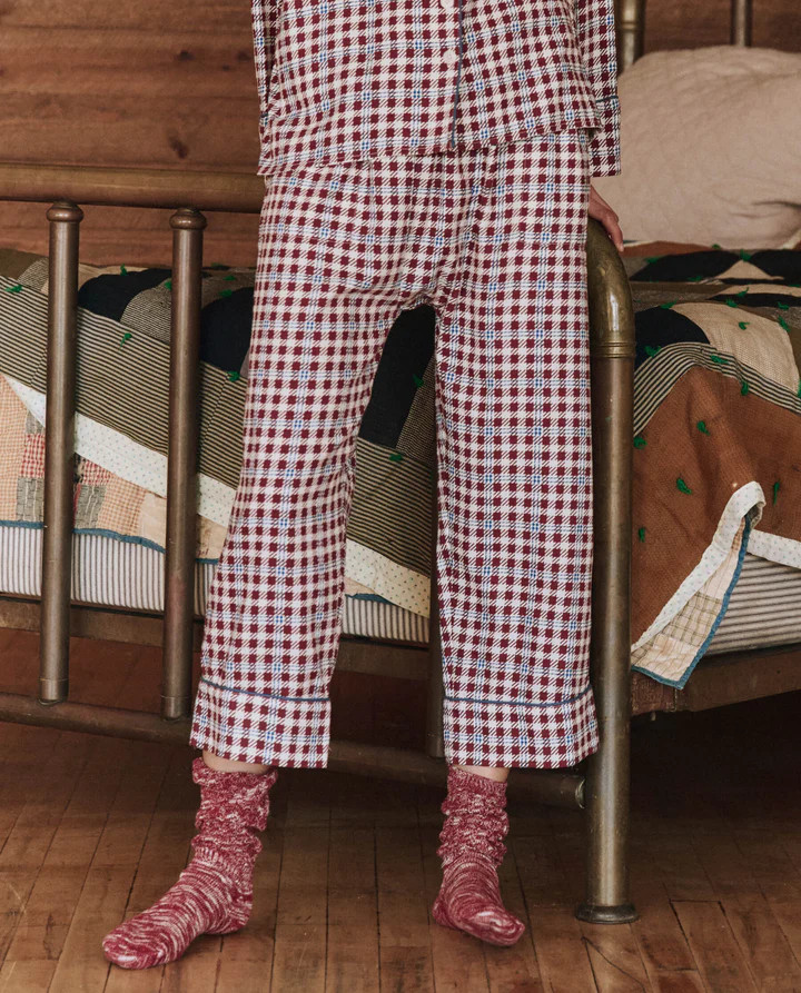 The Pajama Pant. -- Bordeaux Plaid | THE GREAT.