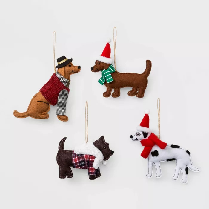 4ct Felt Dogs Christmas Ornament Set - Wondershop™ | Target