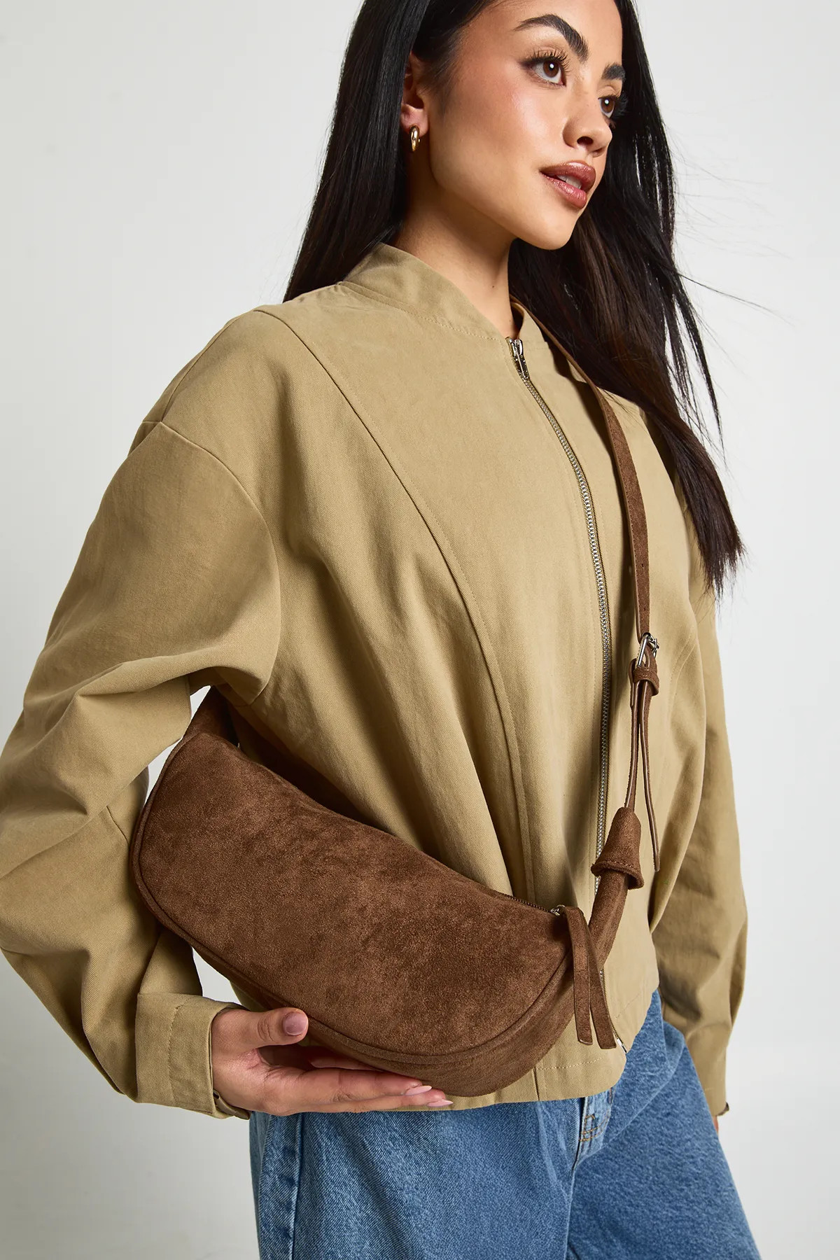 Taupe Faux Suede Cross Body Bag | Boohoo | Boohoo.com (UK & IE)