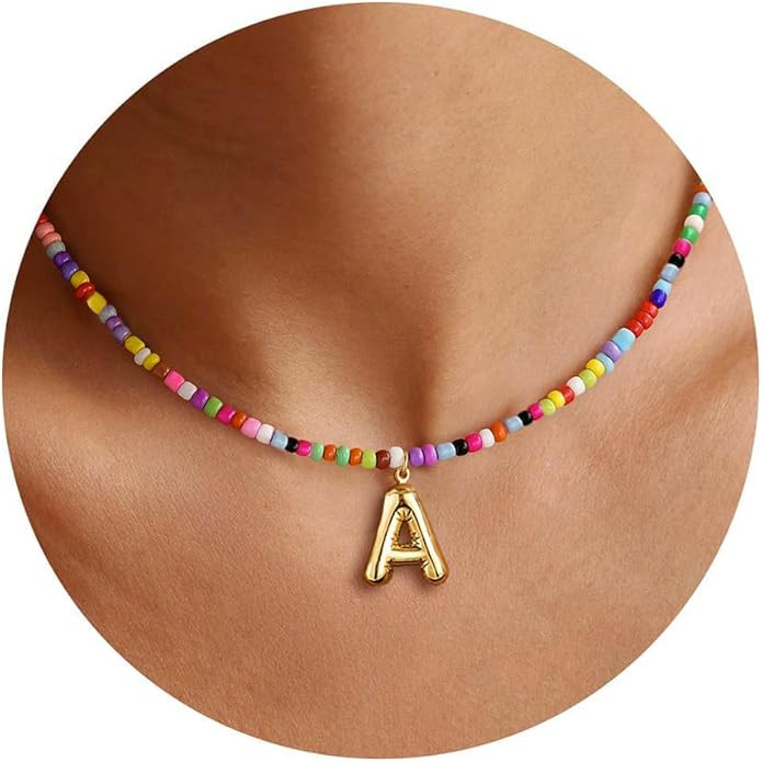 Easter Basket Stuffers Colorful Initial Necklaces Easter Gifts for Girls Kids Teens, 6-18 Year Ol... | Amazon (US)