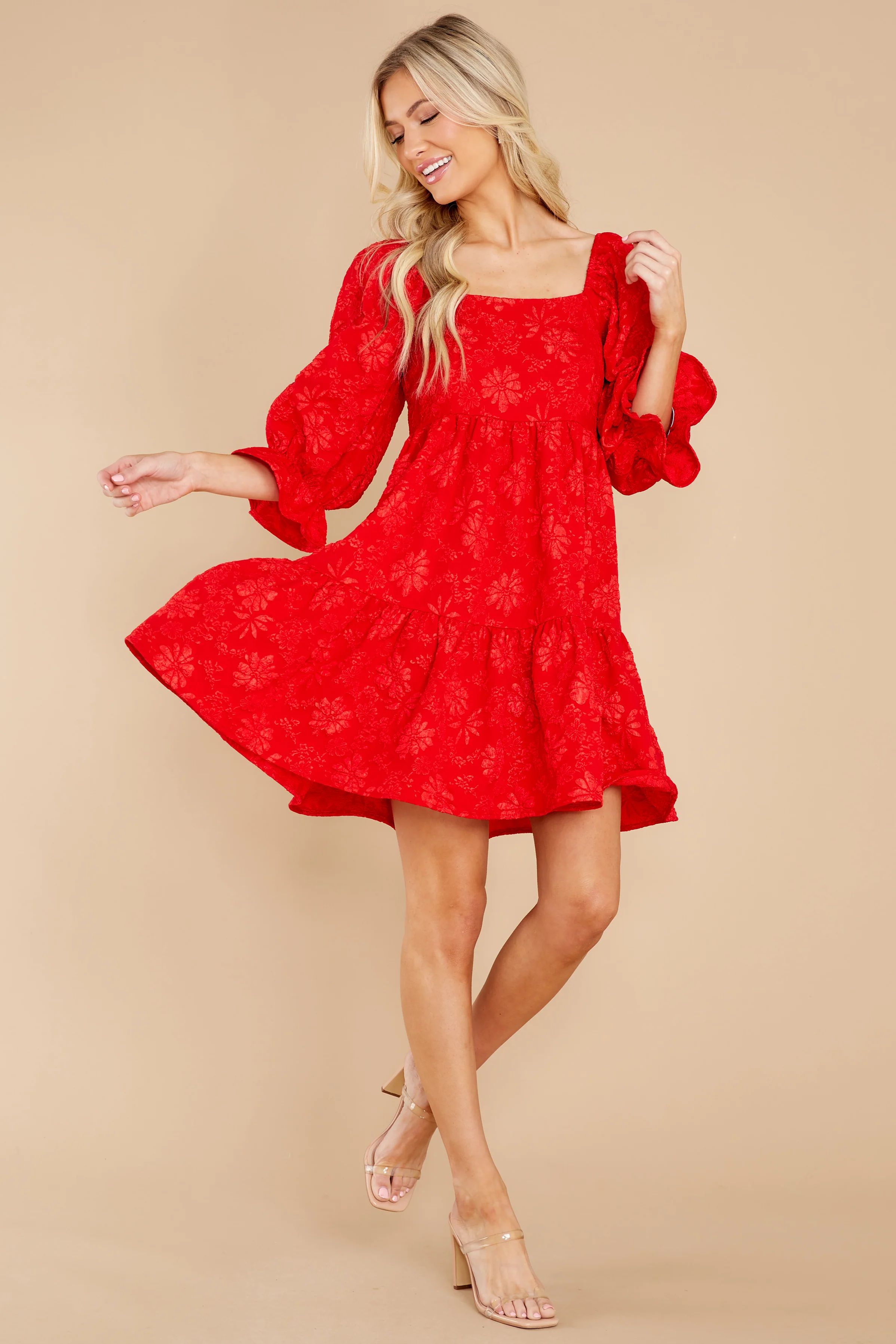 Little Daisy Red Floral Print Dress | Red Dress 