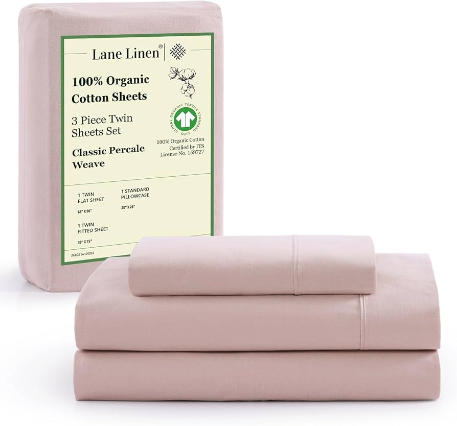 LANE LINEN Eco Friendly 100% Organic Cotton Twin Sheet Set, Hotel Quality Premium Bedding Sheets ... | Amazon (US)
