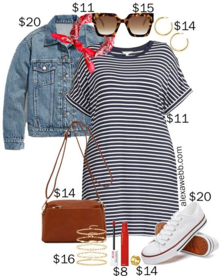 Plus Size on a Budget – Fourth of July - Plus size Independence Day outfit idea with navy and white striped dress, red bandana, and sneakers by Alexa Webb.

#LTKSeasonal #LTKPlusSize #LTKFindsUnder50