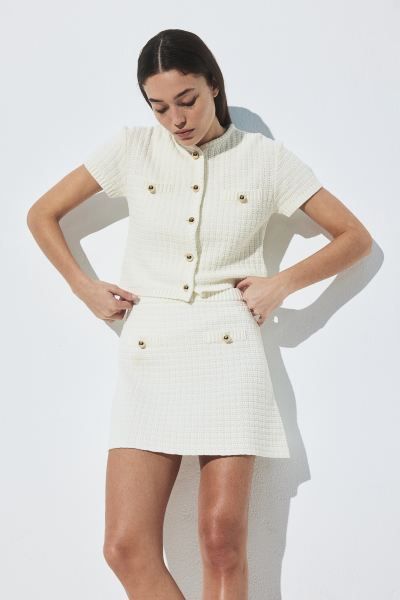 Textured-knit Skirt - Cream - Ladies | H&M US | H&M (US + CA)