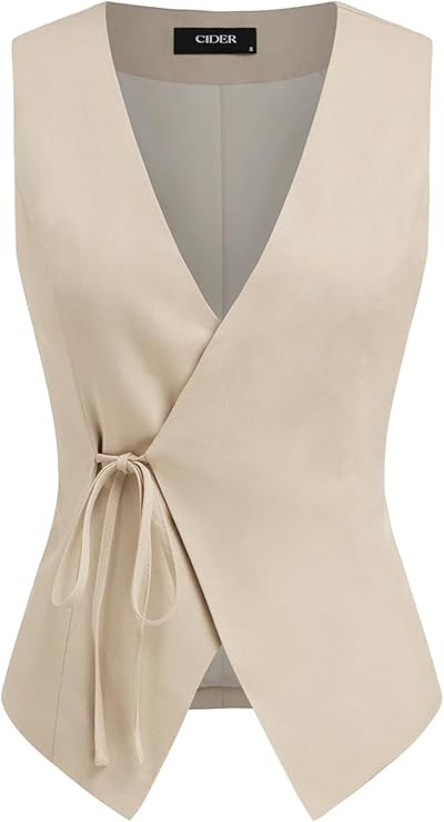 CIDER Linen-Blend V-Neck Solid Knotted Vest | Amazon (US)