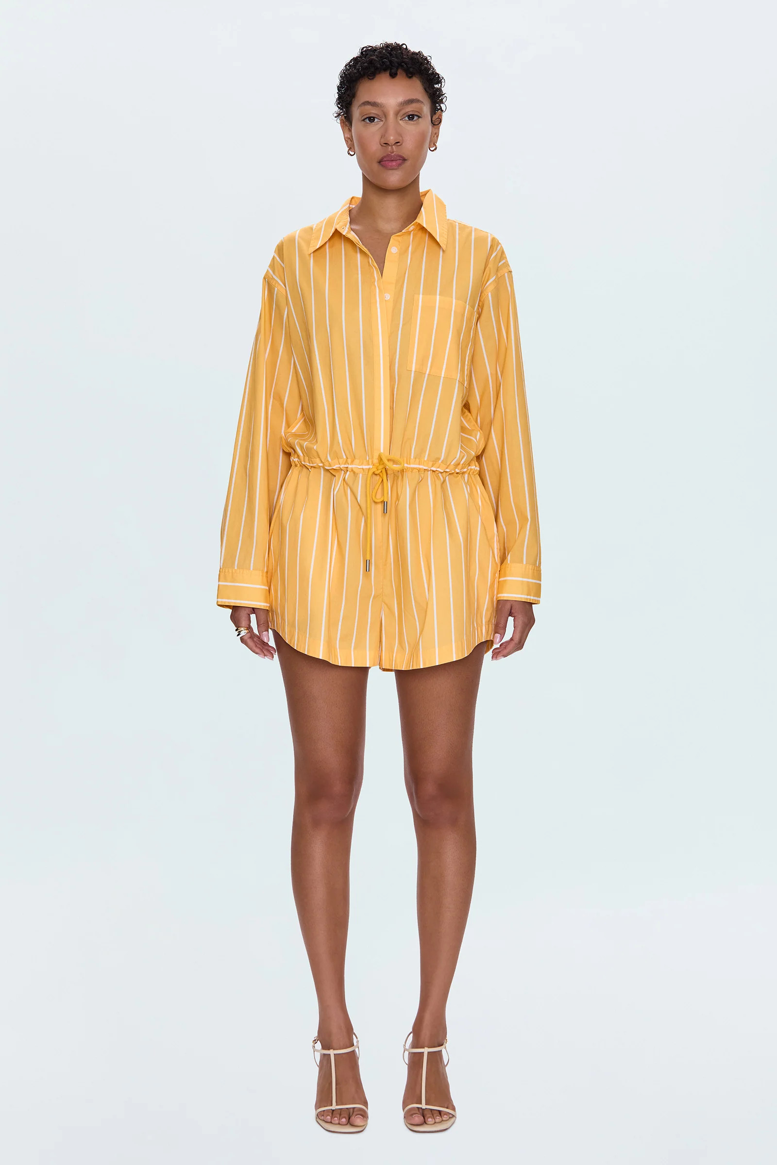 Amelie Romper - Papaya Stripe | Pistola Denim