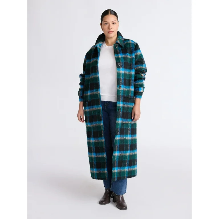 Free Assembly Women's and Women's Plus Long Wool Blend Coat, Sizes XS-4X - Walmart.com | Walmart (US)