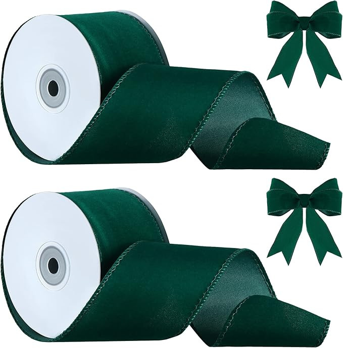 Lyrow Christmas Velvet Ribbon 2.5 Inches Christmas Velvet Satin Ribbon Vintage Wide Wired Edge Wr... | Amazon (US)