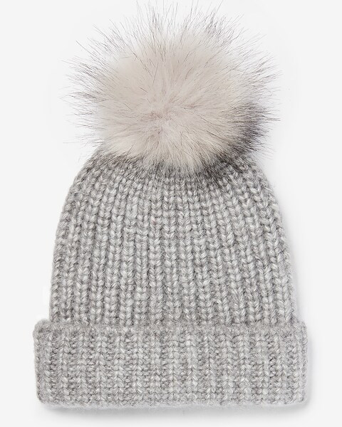Ribbed Knit Pom Beanie | Express
