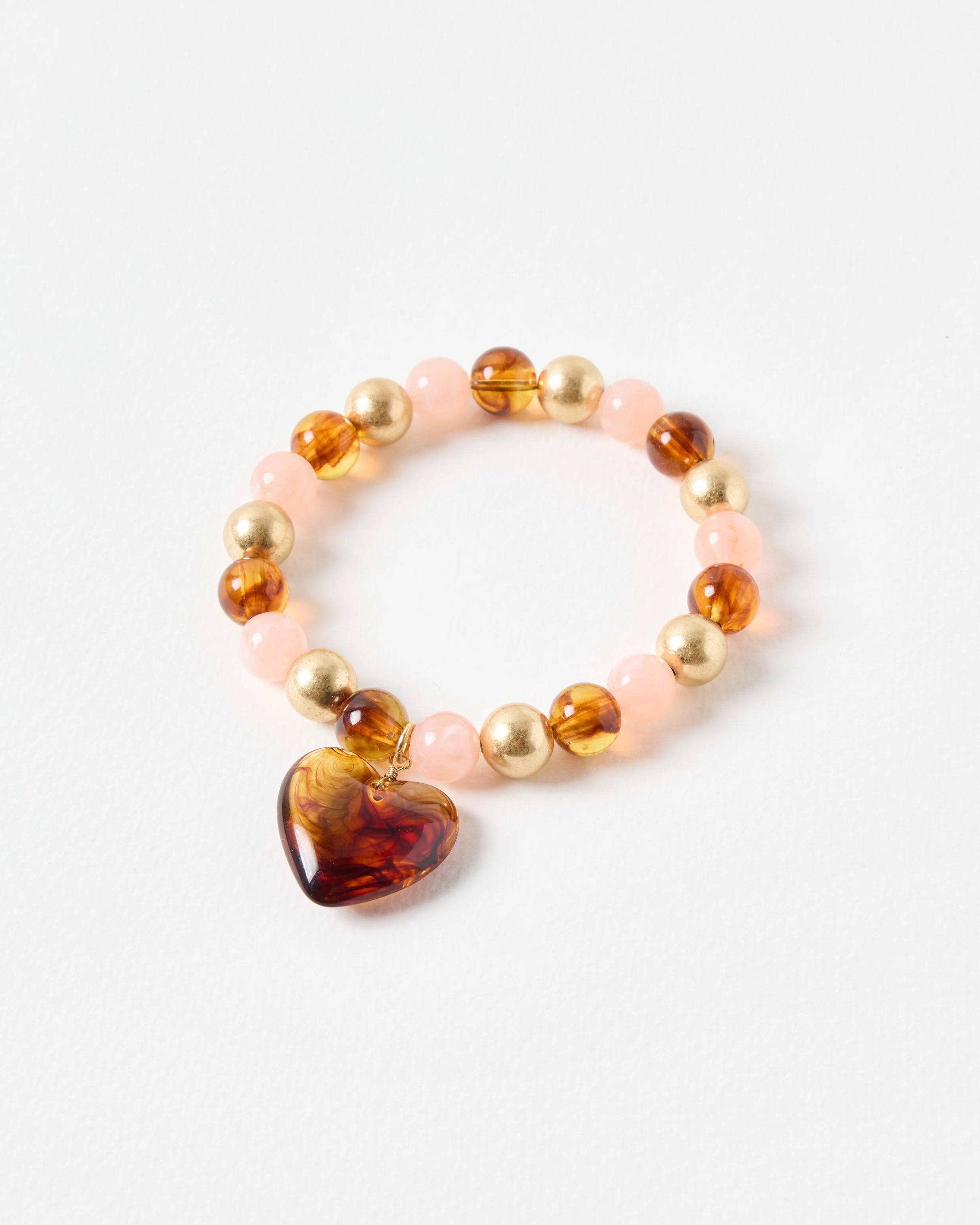Cora Pink, Brown & Gold Beaded Bracelet | Oliver Bonas IE | Oliver Bonas (Global)