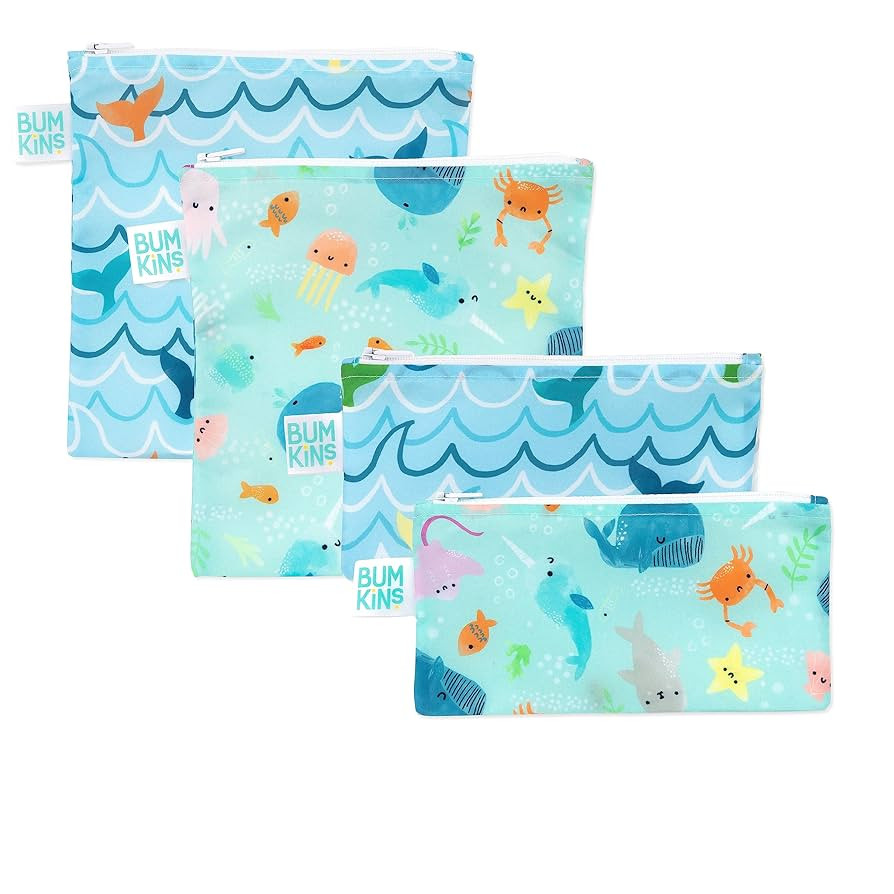 Bumkins - Cloth Snack & Sandwich Bags - For Storage, Travel, Food Prep, Lunch - Reusable, Water R... | Amazon (US)