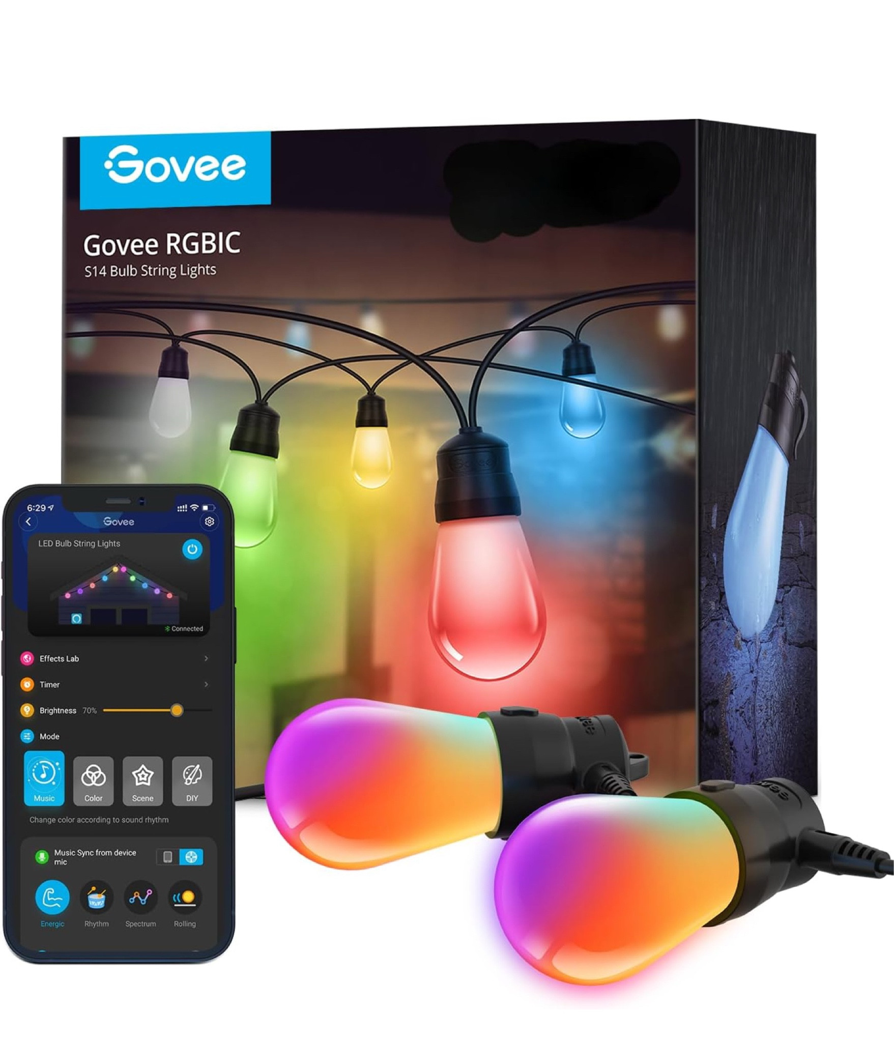 Govee Outdoor String Lights H7015 with 15 Dimmable RGBIC LED Bulbs, 48ft IP65 Waterproof Shatterproof Holidays Decorations, Color Changing Warm White Lights with 47 Scene Modes

#LTKFindsUnder50 #LTKHome #LTKSaleAlert