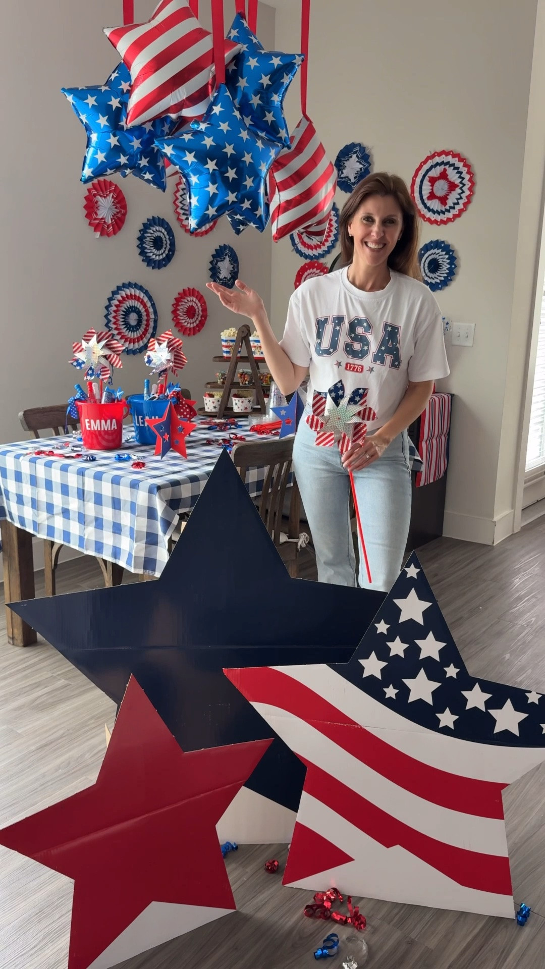 Your Fourth of July party set up, made easy  🇺🇸✨
If you’re hosting this Fourth of July and want it to feel festive without spending days prepping, this setup has you covered. From simple, elevated decor to easy snack essentials and the cutest little goodies to keep the kids happy, it’s everything you need to pull together a celebration that feels thoughtful, fun, and stress-free.
Everything was so easy to set up and I love how it all came together. My girls are going to love these party buckets filled with fun surprises to enjoy before the fireworks begin. 
This easy red, white, and blue party set up has us officially ready to celebrate the Fourth of July!