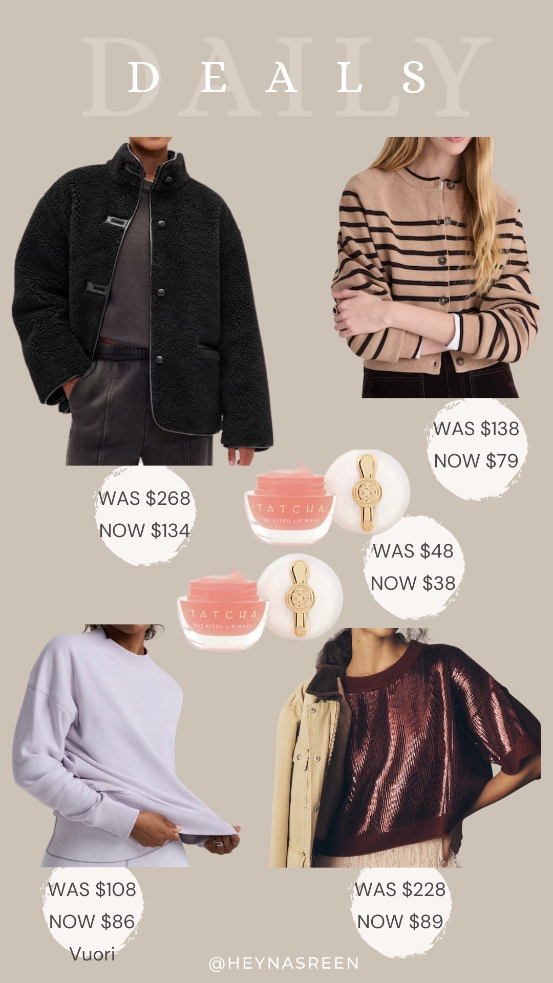 Daily deals on Gap Sherpa jacket, Madewell cardigan, Tatcha lip mask duo, Anthropologie sequin top, Vuori sweatshirt 