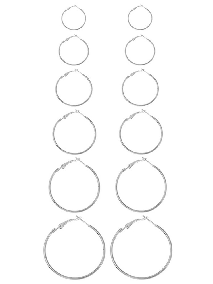 Mixed Sized Design Hoop Earring Set 6pairs | SHEIN