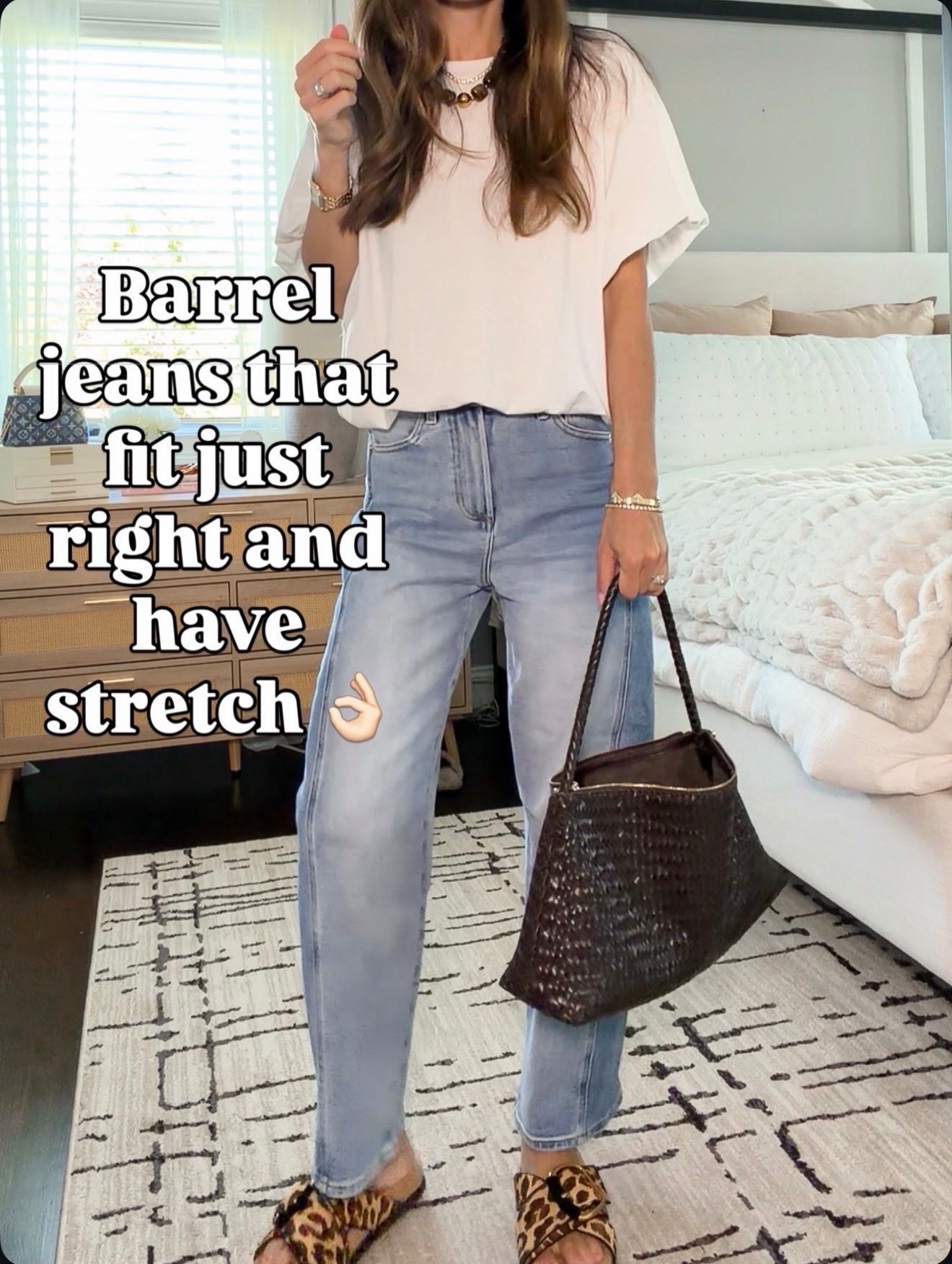 For anyone still unsure about barrel jeans… these are the pair to try. Comfortable, flattering, and have stretch! 👏wearing size 24 and small tee

#LTKSeasonal #LTKOver40 #LTKootd