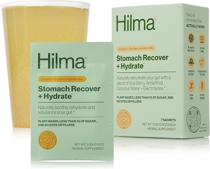 Hilma Stomach Recover + Hydrate - Organic Electrolyte Powder with Prebiotics and Gastroprotective... | Amazon (US)