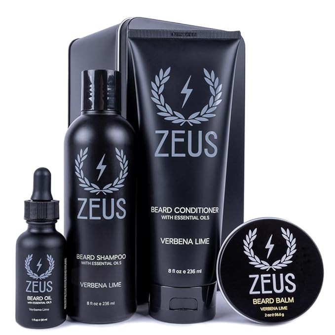 ZEUS Everyday Beard Kit for Men, Facial Hair Shampoo, Conditioner, Oil, Balm & Tin Gift Box, Prem... | Amazon (US)