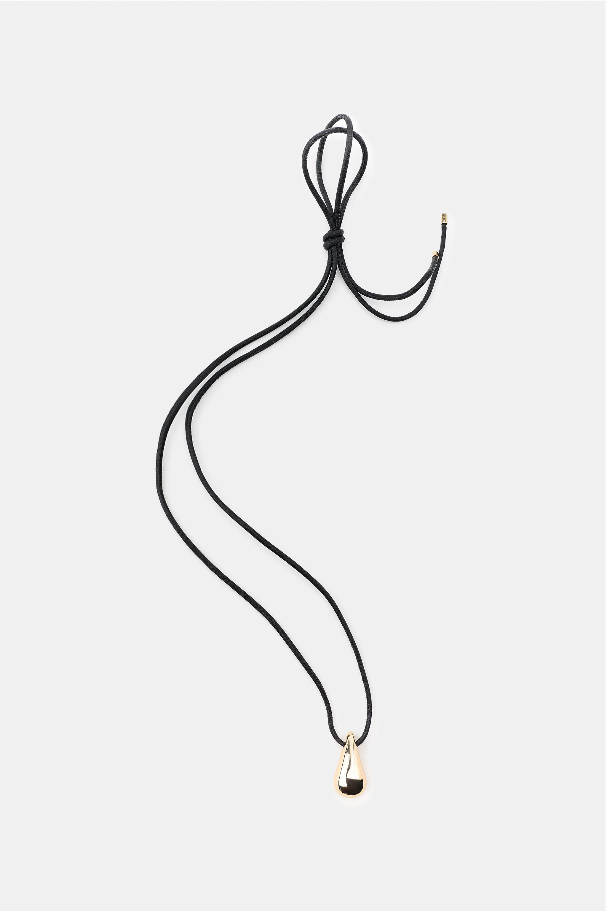 TEARDROP LEATHER CORD NECKLACE | Zara US