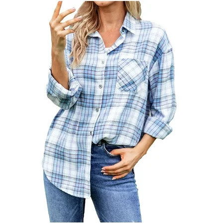 Jacket Woman Women s Jackets Casual Plaid Sweater Womens Long Sleeve Shirt Fashion Woman Long Sleeve Open Front Loose Outerwear Printing Blouse Coat Tops Pockets Blouse | Walmart (US)