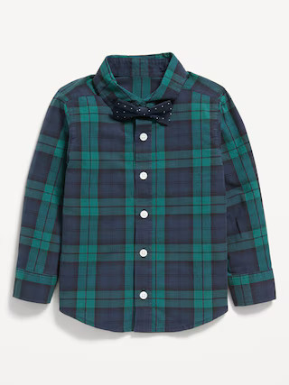 Long-Sleeve Printed Poplin Shirt & Bow-Tie Set for Toddler Boys | Old Navy (US)