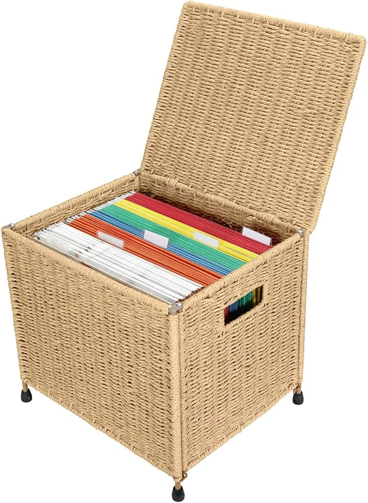 URFORESTIC Seagrass File Storage Box Organizer | Collapsible Letter Size Hanging File Box Organiz... | Amazon (US)