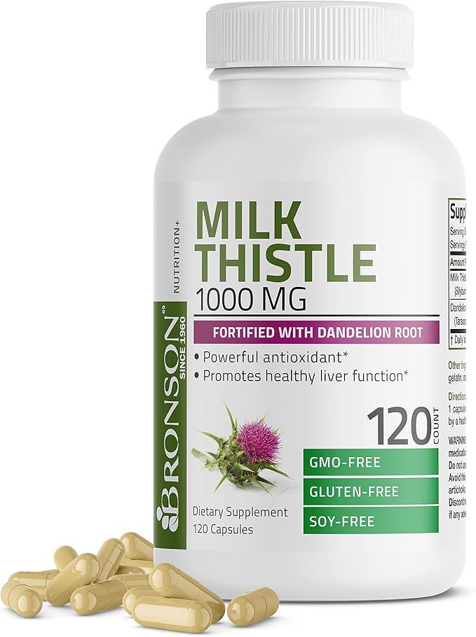 Milk Thistle 1000mg Silymarin Marianum & Dandelion Root Liver Health Support 120 Capsules | Amazon (US)