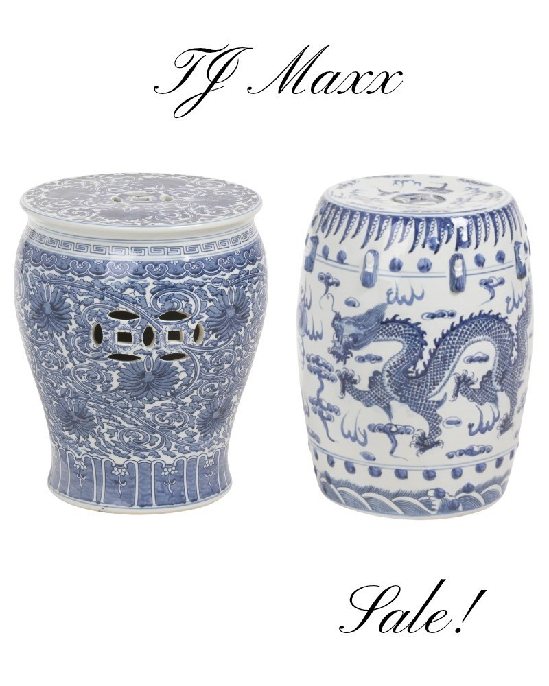 These Garden stools are gorgeous and they're on sale at TJ maxx, blue and white, ceramic, side table, patio, living room, porch, Designer Deals.

#LTKSaleAlert #LTKHome