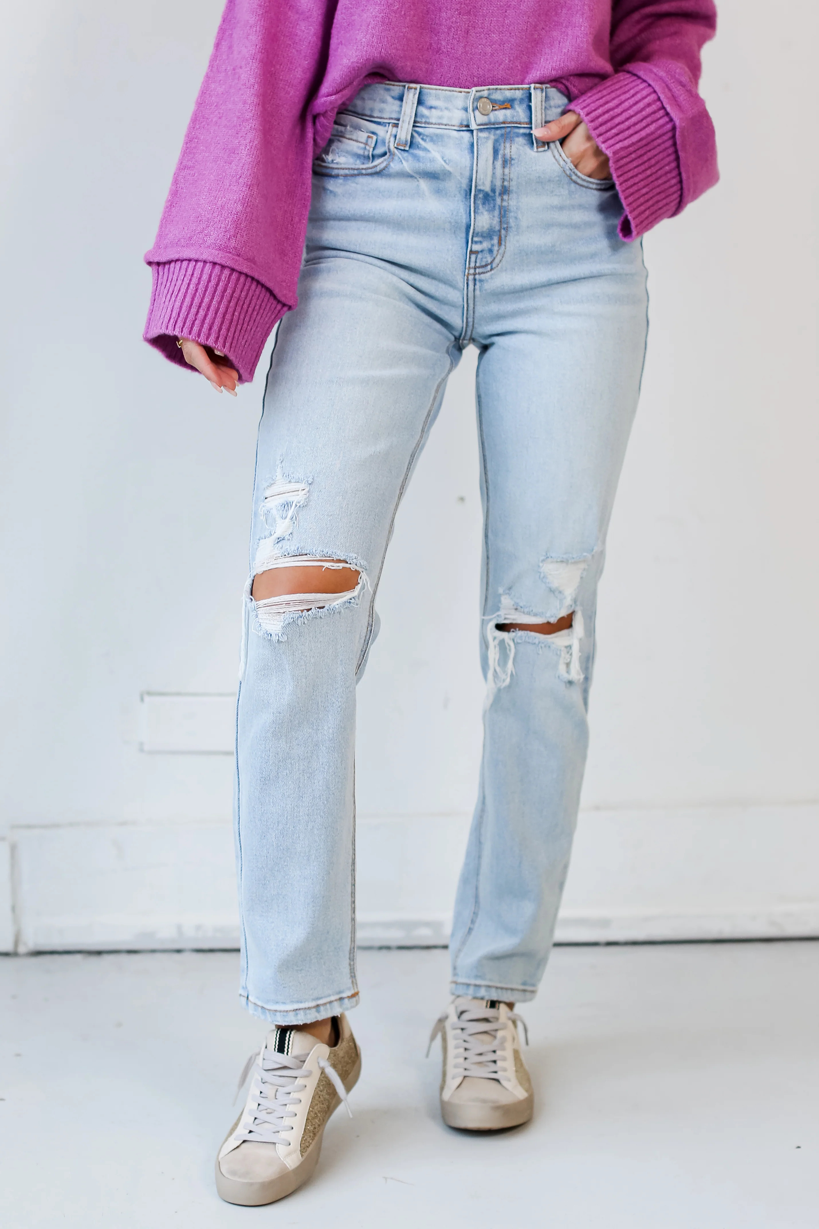 Made For It Distressed Straight Leg Jeans | Dress Up