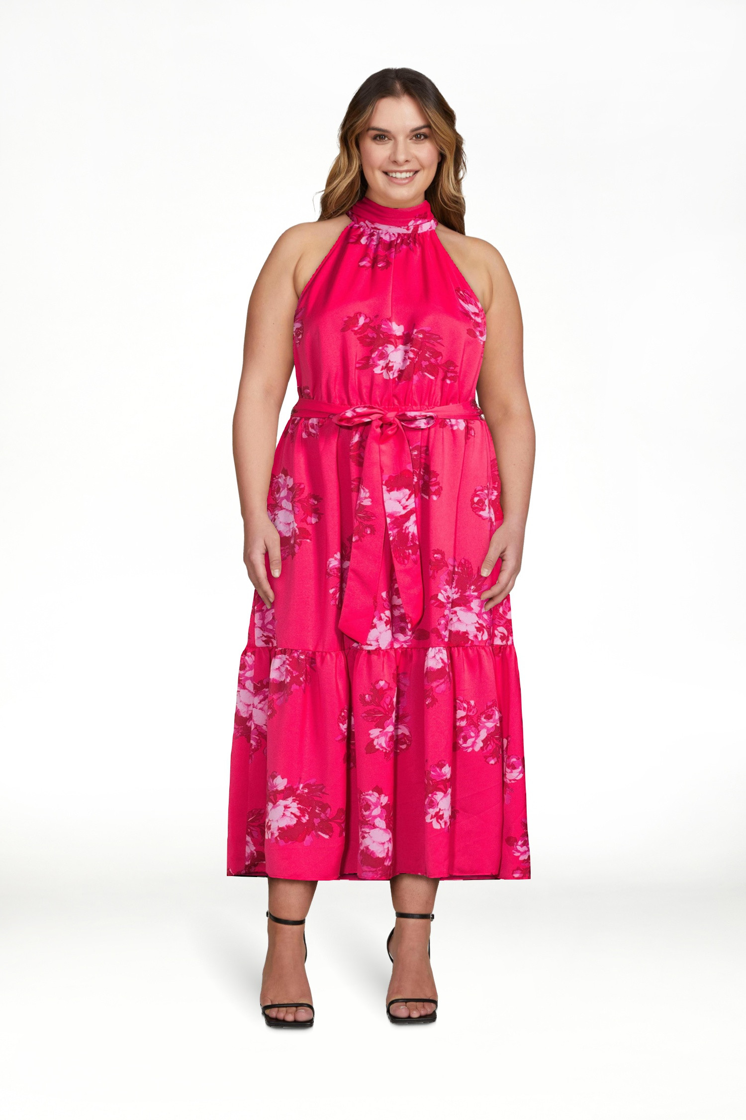 Scoop Women's Satin Halter Midi Dress - Walmart.com | Walmart (US)