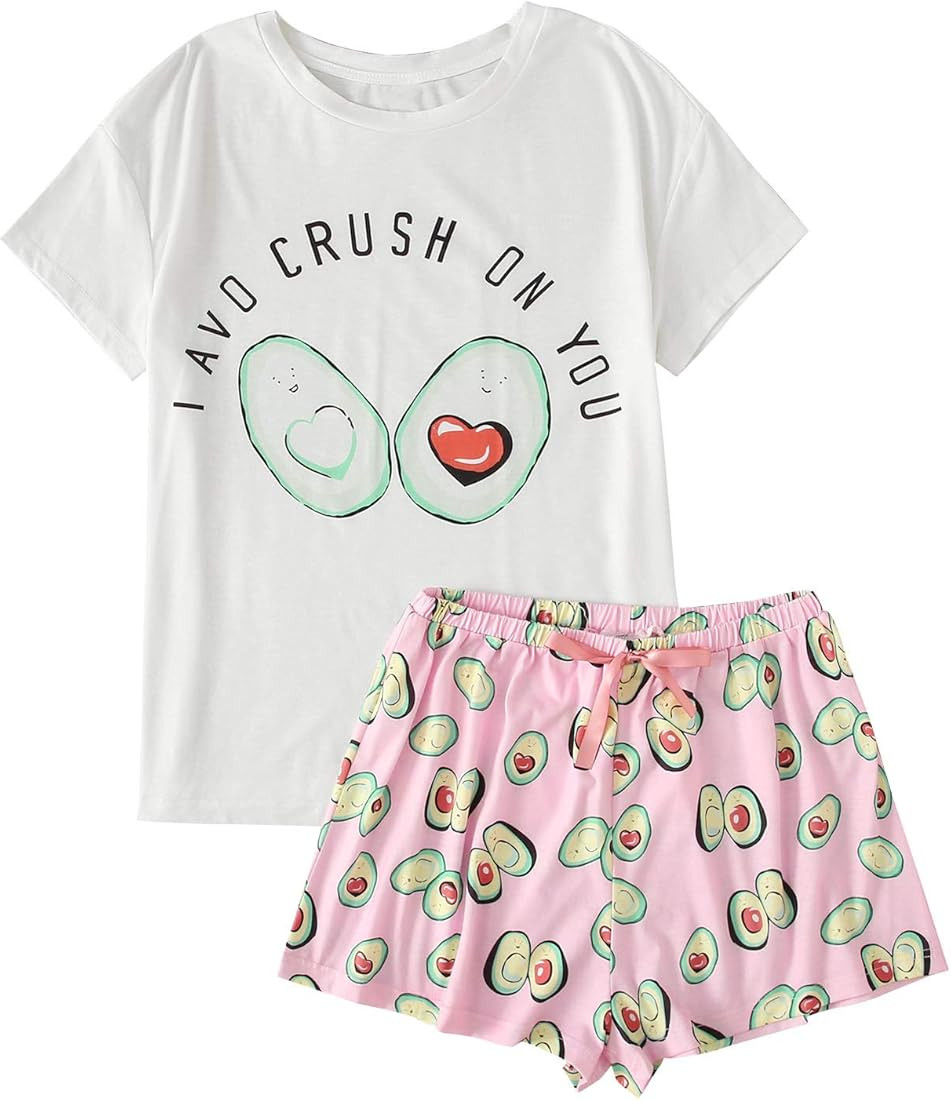 DIDK Women's Cute Cartoon Print Tee and Shorts Pajama Set | Amazon (US)