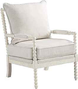OSP Home Furnishings Kaylee Spindle Accent Chair, 26.5” W x 32.25” D x 37” H, Antique White... | Amazon (US)