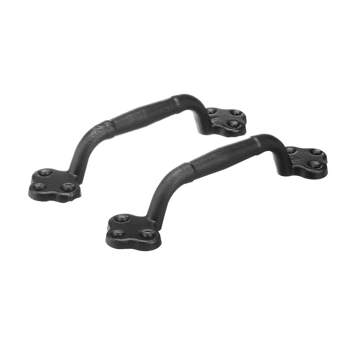 AmazonBasics Barn Door Handle Pull Set - Rustic Flower, Black | Amazon (US)