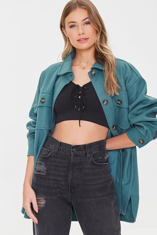 Oversized Button-Front Shacket | Forever 21 (US)