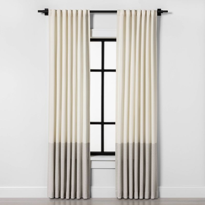 108&#34; Colorblock Curtain Panel Sour Cream/Gray - Hearth &#38; Hand&#8482; with Magnolia | Target