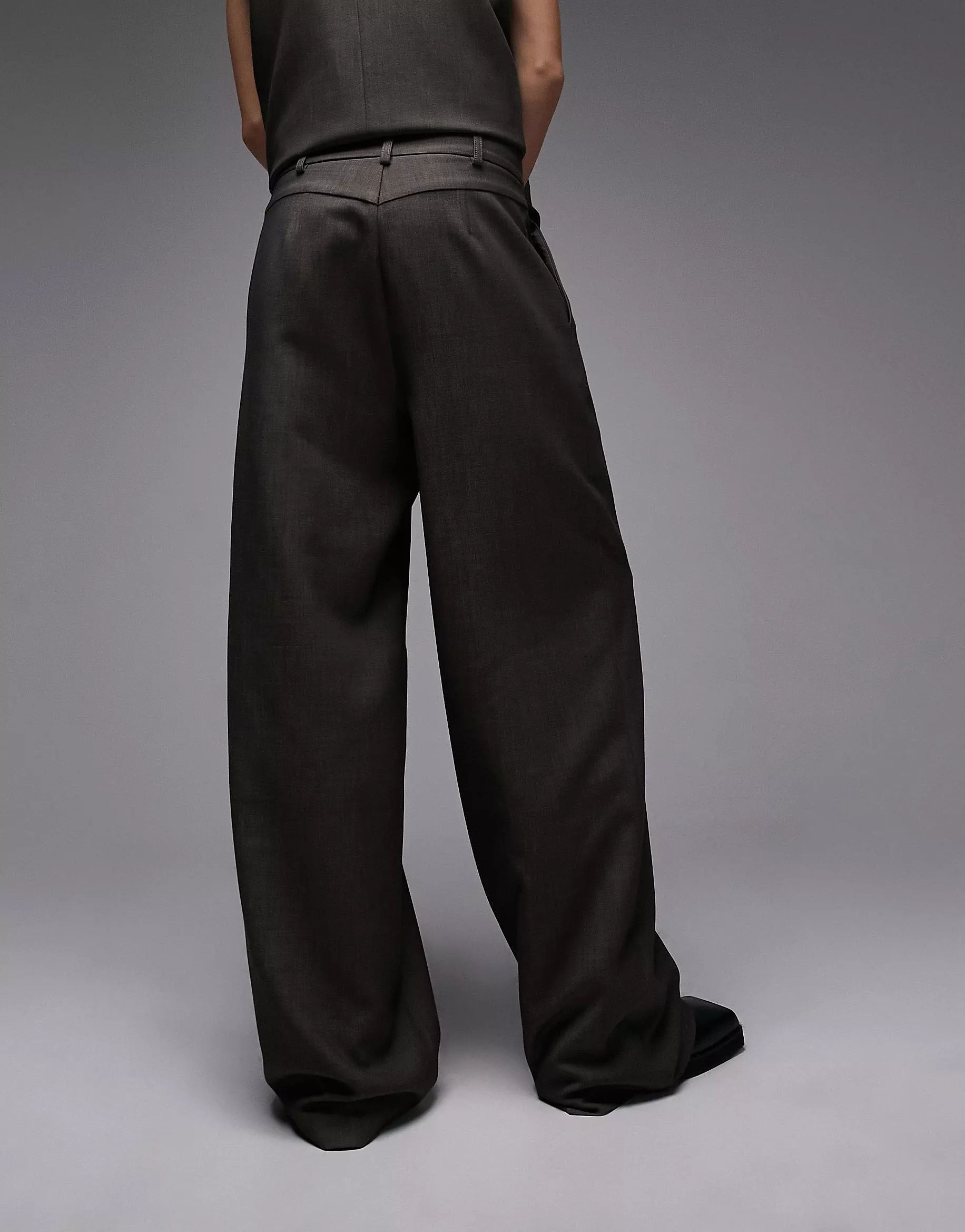 Topshop tonic tailored wide leg pants in brown | ASOS | ASOS (Global)
