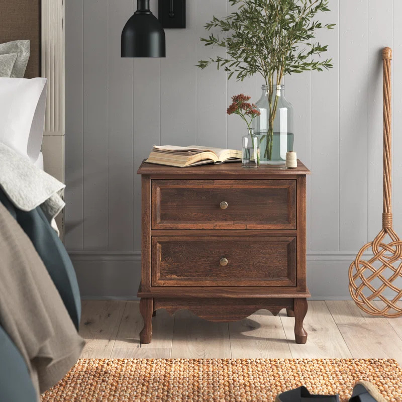 Laurel Foundry Modern Farmhouse Lundgren 24'' Tall 2 - Drawer Nightstand with Charging Station & ... | Wayfair North America