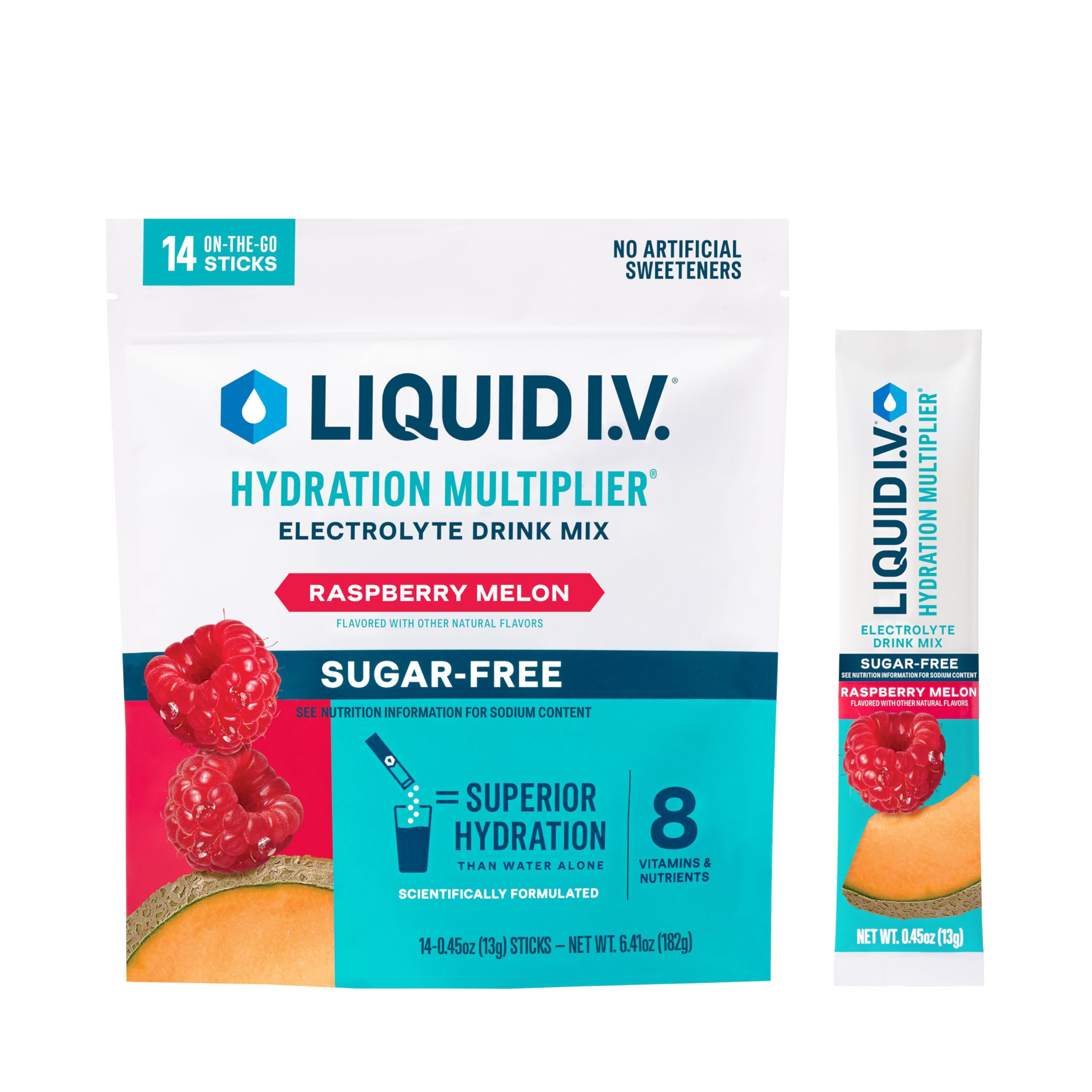 Liquid I.V.® Hydration Multiplier Sugar-Free - Raspberry Melon | Electrolyte Powder Drink Mix | ... | Amazon (US)