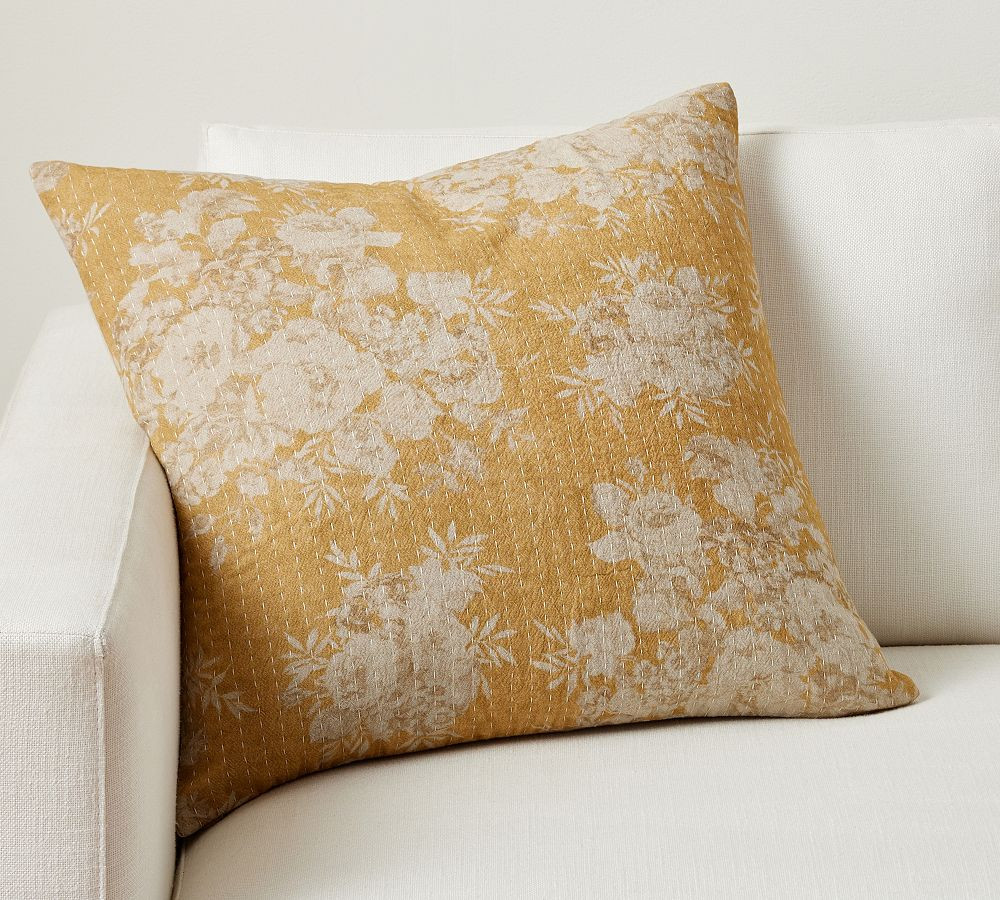 Zenia Floral Quilted Throw Pillow | Pottery Barn (US)