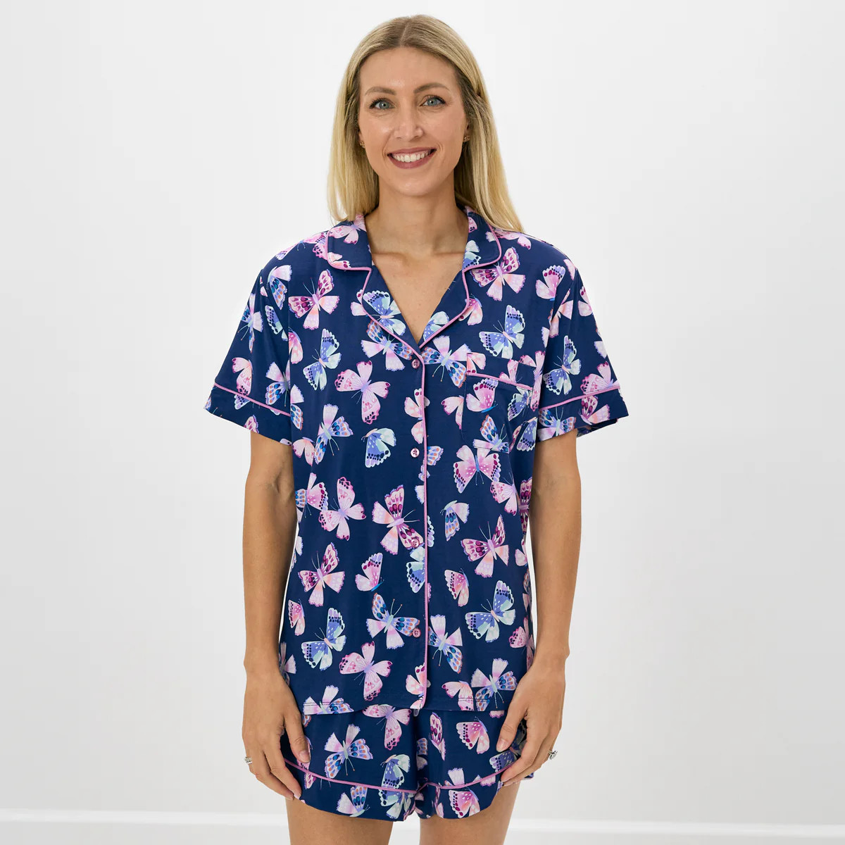 Royal Butterflies Women's Short Sleeve & Shorts Pajama Set | Little Sleepies