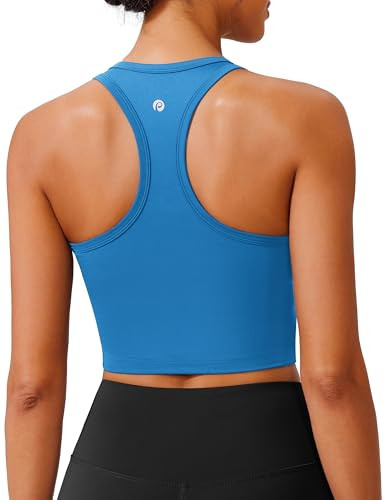 PINSPARK Sports Bra Longline Racerback Tank Tops for Women Padded Workout Yoga Top | Amazon (US)