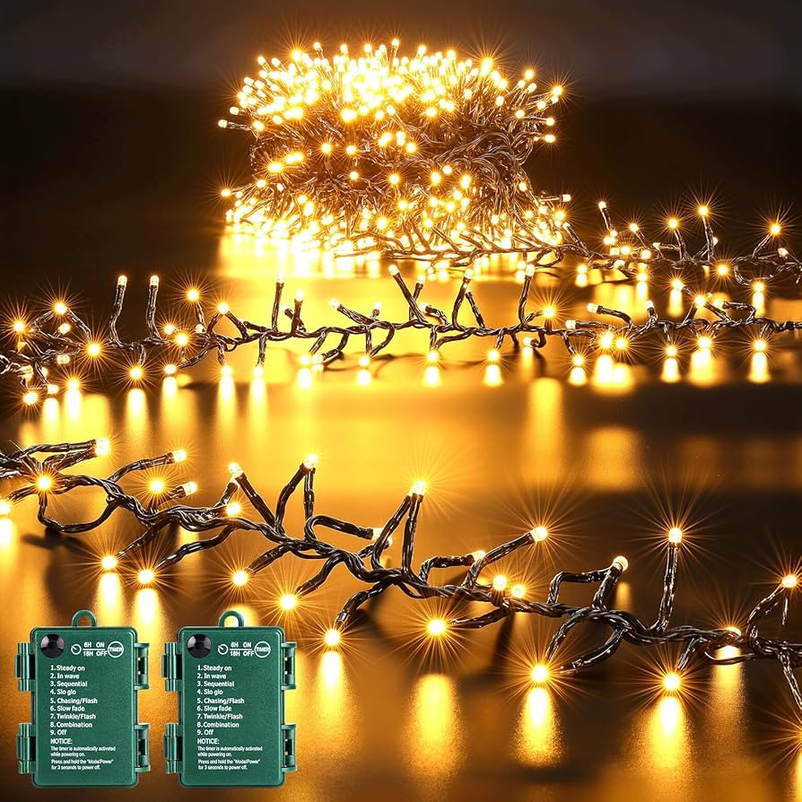 Minetom Battery Operated Christmas Lights Outdoor, 2 Pack 10Ft 120 LED Battery Powered Christmas ... | Amazon (US)