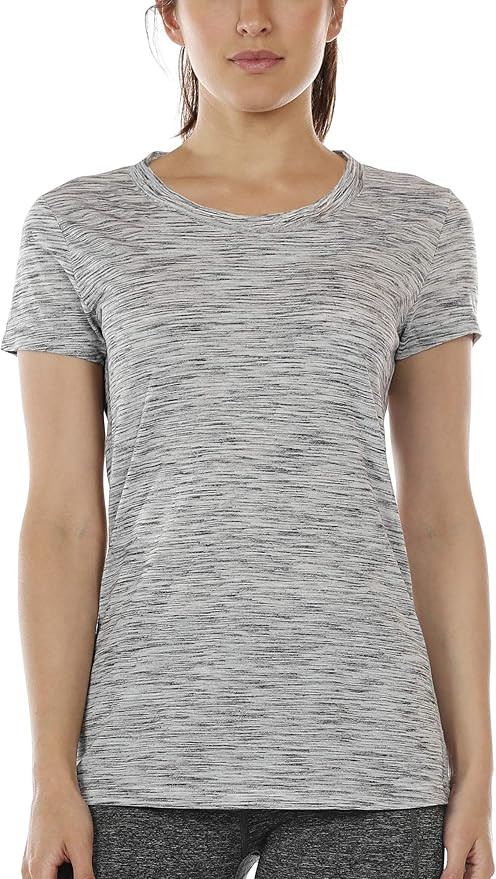 icyzone Workout Shirts for Women - Yoga Tops Gym Clothes Running Exercise Athletic T-Shirts | Amazon (US)